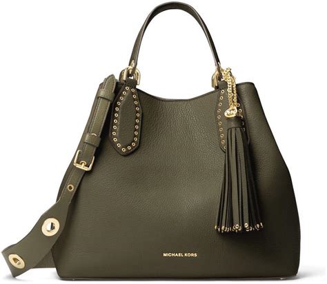 michael kors brooklyn large tote olive|Brooklyn Large Pebbled Leather Tote Bag .